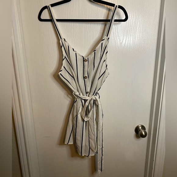 White and Black Striped Romper - Picture 2 of 3